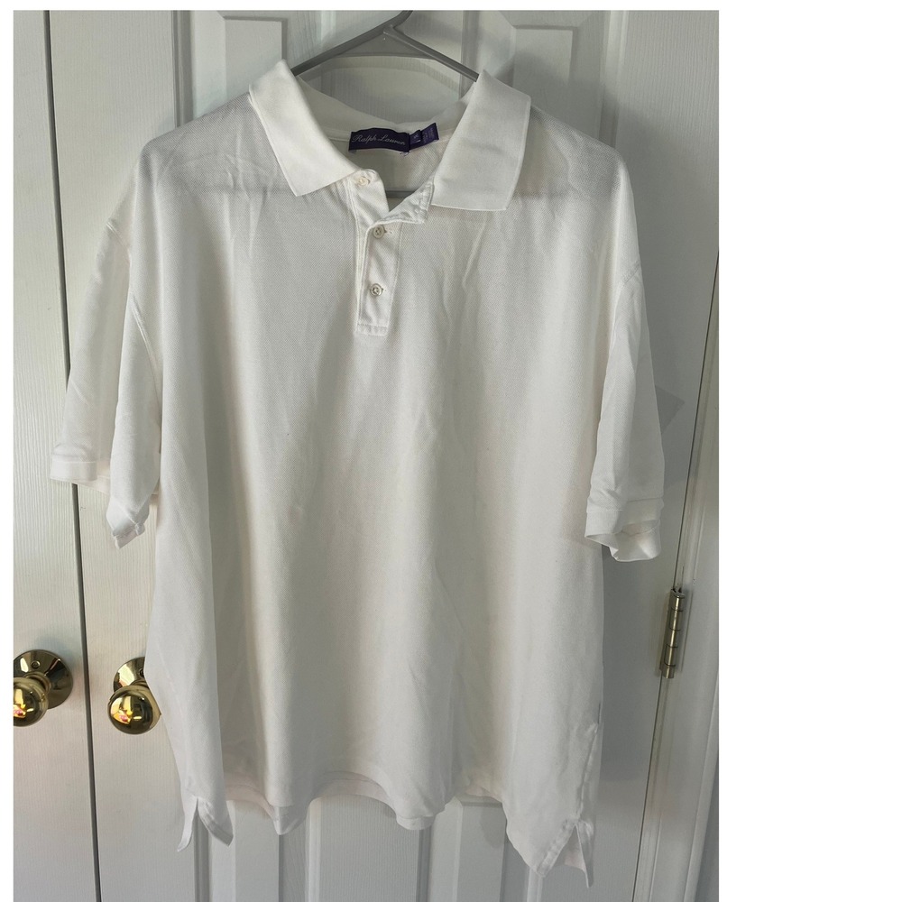 Ralph Lauren Purple Label Mens XXL White Cotton Pique Polo Shirt Made in Italy